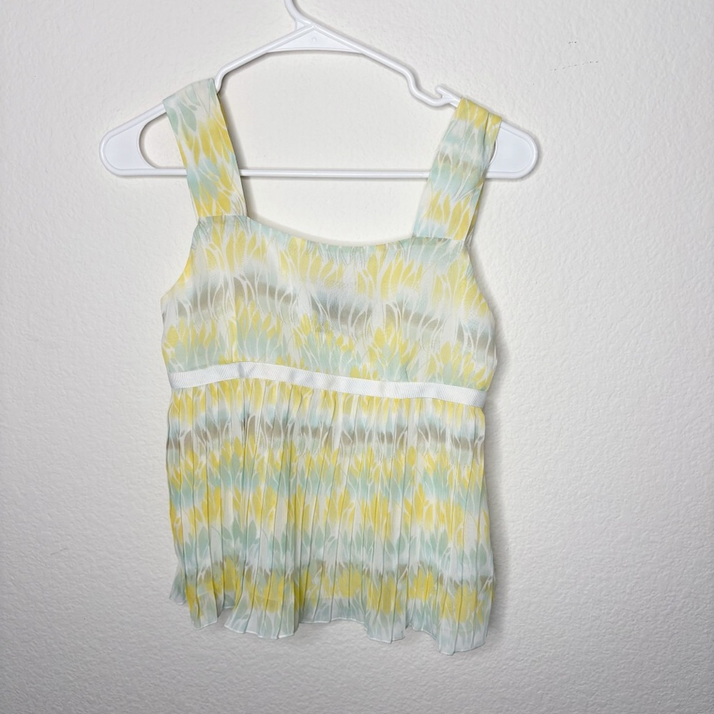 Light yellow and turquoise baby doll blouse